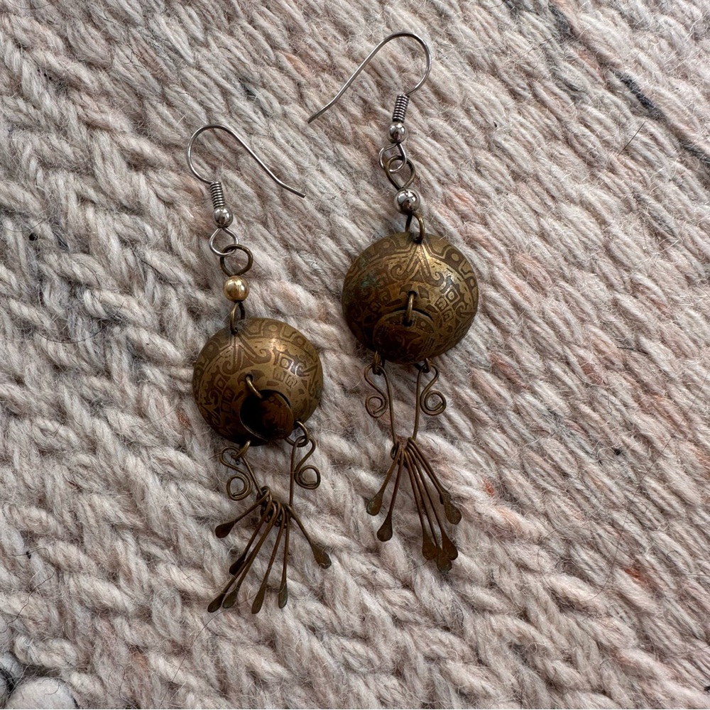 Artisan Bronze Dangle Earrings
